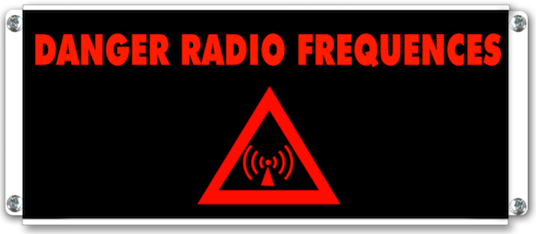 Panneau d'affichage lumineux Danger radiofréquence avec pictogramme radiofréquence